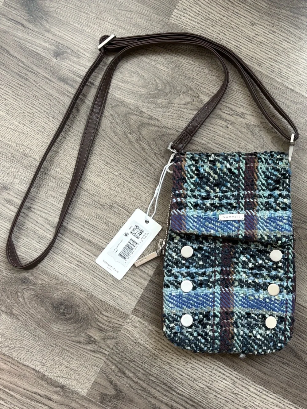 NWT Hammitt VIP Mobile Crossbody Bag in Blue Woven Waltz Pattern with Dust Bag